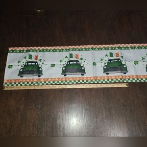 NWOT St. Patrick's Day 9ft Table Runner Irish Flags and Trucks